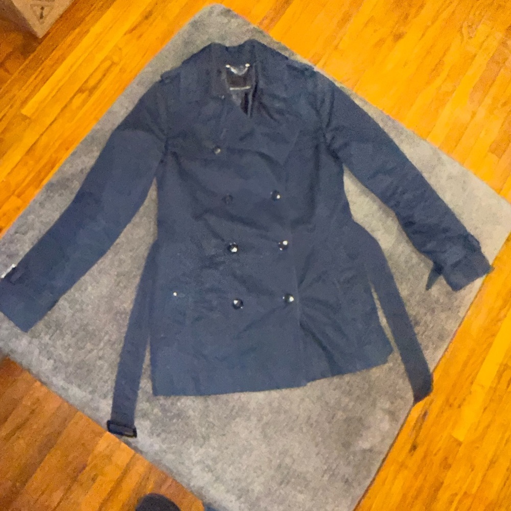 Banana Republic Navy Belted Trench Coat XS Double Breasted Classic EUC - Picture 10 of 16